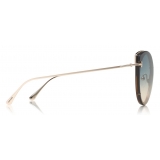 Tom Ford - Jess Sunglasses – Occhiali Rotondi in Metallo e Acetato - Avana Bionda - FT0683 - Occhiali da Sole - Tom Ford Eyewear