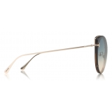 Tom Ford - Jess Sunglasses - Round Metal and Acetate Sunglasses - Blonde Havana - FT0683 - Sunglasses - Tom Ford Eyewear