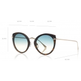 Tom Ford - Jess Sunglasses – Occhiali Rotondi in Metallo e Acetato - Avana Bionda - FT0683 - Occhiali da Sole - Tom Ford Eyewear