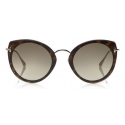 Tom Ford - Jess Sunglasses - Occhiali Rotondi in Metallo e Acetato - Avana Scuro - FT0683 - Occhiali da Sole - Tom Ford Eyewear
