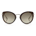 Tom Ford - Jess Sunglasses - Round Metal and Acetate Sunglasses - Dark Havana - FT0683 - Sunglasses - Tom Ford Eyewear