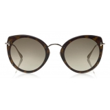 Tom Ford - Jess Sunglasses - Occhiali Rotondi in Metallo e Acetato - Avana Scuro - FT0683 - Occhiali da Sole - Tom Ford Eyewear