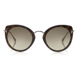 Tom Ford - Jess Sunglasses - Round Metal and Acetate Sunglasses - Dark Havana - FT0683 - Sunglasses - Tom Ford Eyewear