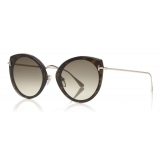 Tom Ford - Jess Sunglasses - Occhiali Rotondi in Metallo e Acetato - Avana Scuro - FT0683 - Occhiali da Sole - Tom Ford Eyewear