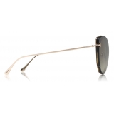 Tom Ford - Jess Sunglasses - Occhiali Rotondi in Metallo e Acetato - Avana Scuro - FT0683 - Occhiali da Sole - Tom Ford Eyewear