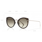 Tom Ford - Jess Sunglasses - Occhiali Rotondi in Metallo e Acetato - Avana Scuro - FT0683 - Occhiali da Sole - Tom Ford Eyewear