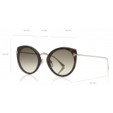 Tom Ford - Jess Sunglasses - Round Metal and Acetate Sunglasses - Dark Havana - FT0683 - Sunglasses - Tom Ford Eyewear