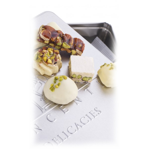 Vincente Delicacies - Assortment of Fine Sicilian Pastry - Almond Paste Cookies, Matador, Baroque - Magnus Metallic Box