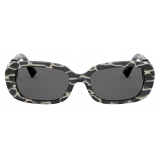 Valentino - Oval Frame Acetate Sunglasses VLOGO - Grey - Valentino Eyewear