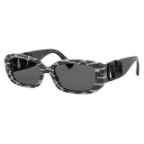 Valentino - Oval Frame Acetate Sunglasses VLOGO - Grey - Valentino Eyewear