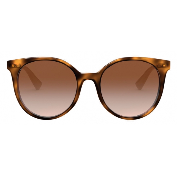 Valentino - Round Acetate Frame with Functional Stud - Brown - Valentino Eyewear