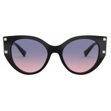 Valentino - Cat-Eye Acetate Frame with Studs - Black - Valentino Eyewear