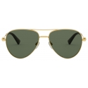 Valentino - Pilot Metal Frame Suglasses with Functional Stud - Dark Gold - Valentino Eyewear