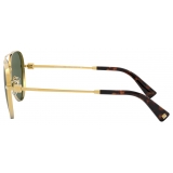 Valentino - Pilot Metal Frame Suglasses with Functional Stud - Dark Gold - Valentino Eyewear