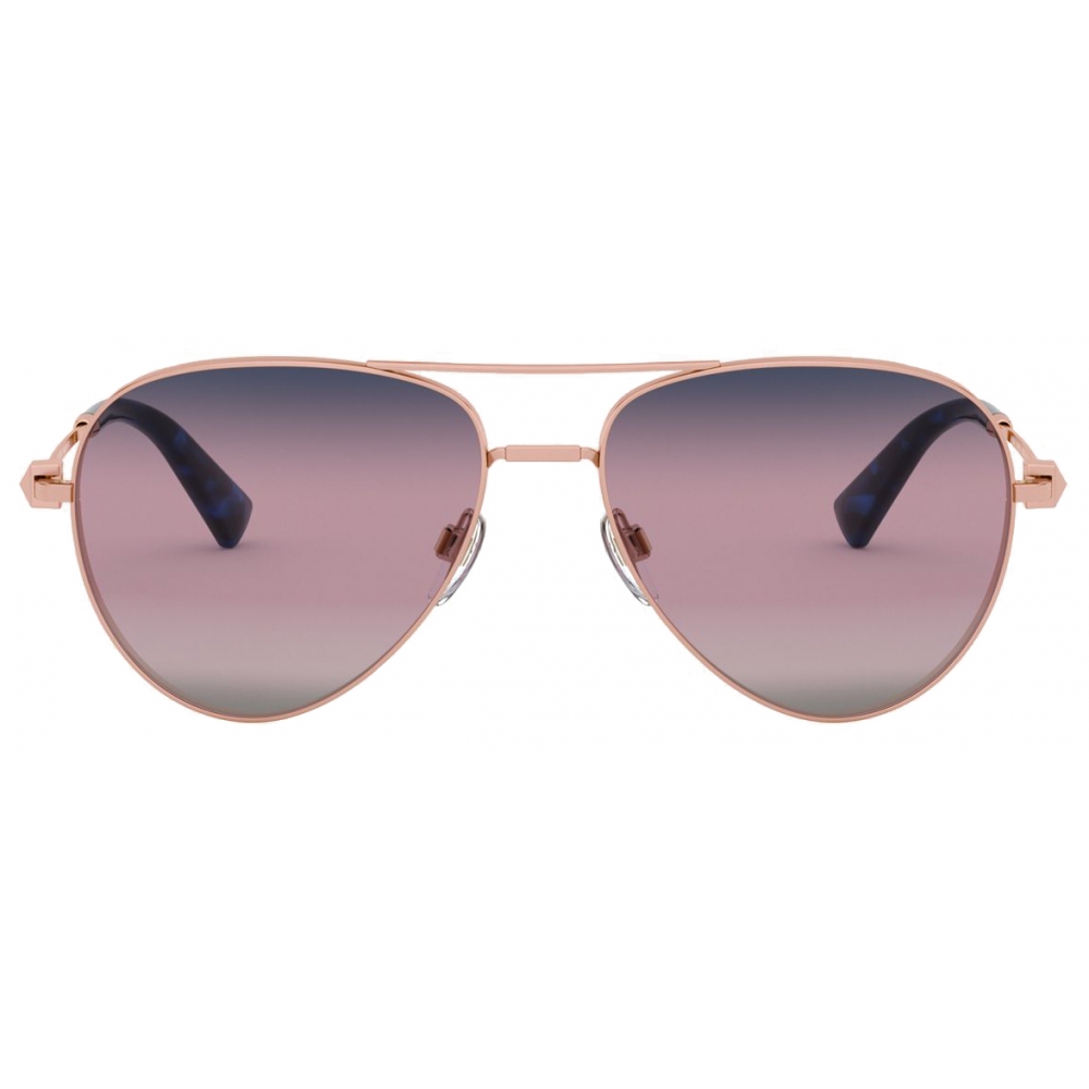 Valentino - Pilot Metal Frame Sunglasses with Functional Stud - Pink ...
