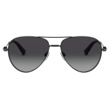 Valentino - Pilot Metal Frame Sunglasses with Functional Stud - Silver - Valentino Eyewear