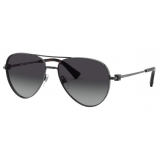 Valentino - Pilot Metal Frame Sunglasses with Functional Stud - Silver - Valentino Eyewear