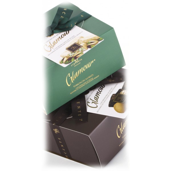Vincente Delicacies - Soft Almond Nougat Candies and Covered with 70% Extra-Dark Chocolate - Glamour - Ribbon Box