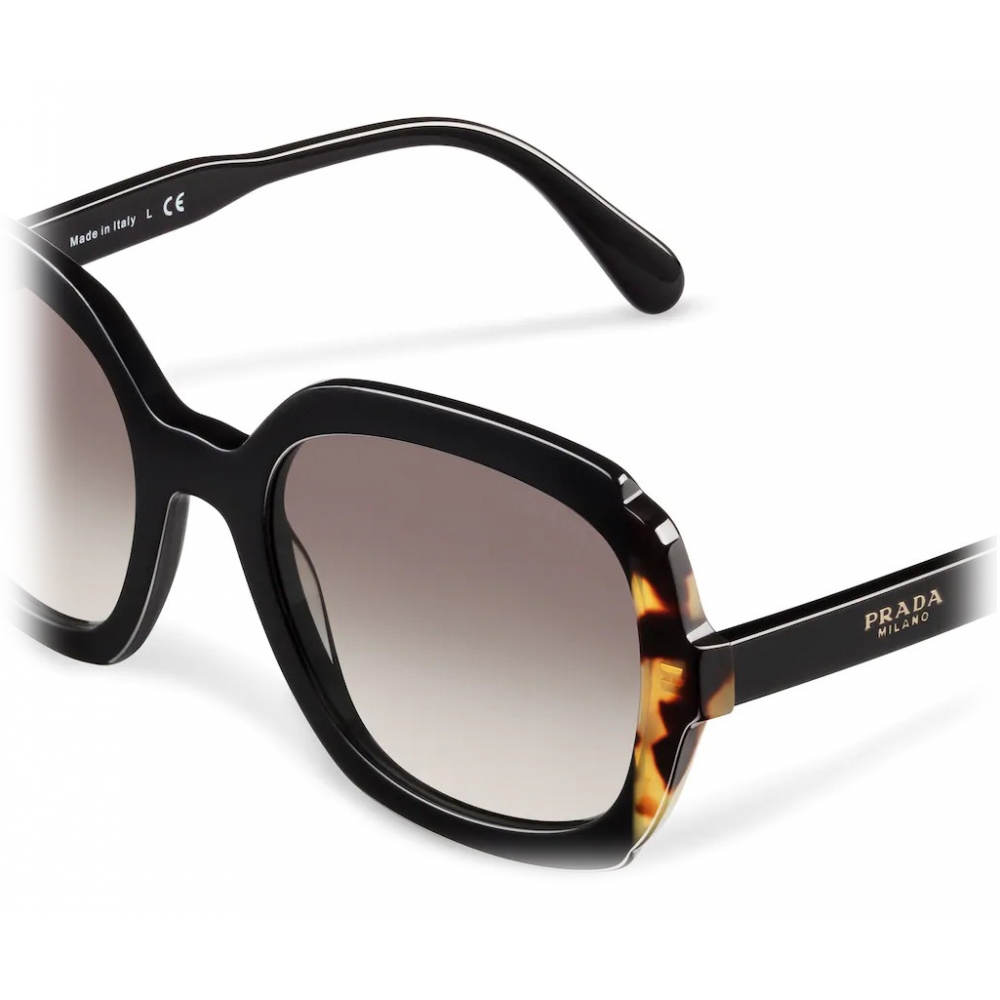 Prada - Oversized Sunglasses - Black + Medium Tortoiseshell - Prada Collection - Sunglasses 