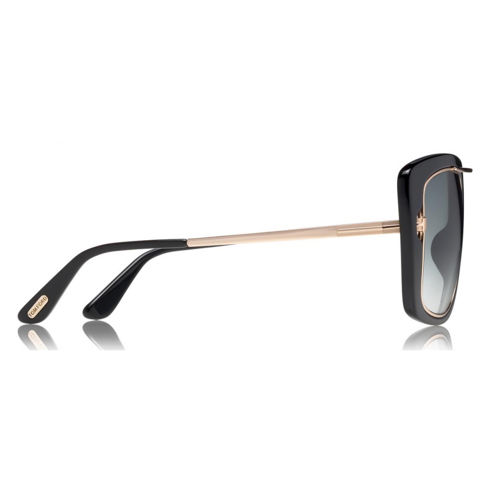 Tom Ford - Marissa Sunglasses - Square Acetate and Metal Sunglasses - Black  - FT0619 - Sunglasses - Tom Ford Eyewear - Avvenice