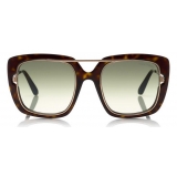 Tom Ford - Marissa Sunglasses - Occhiali Quadrati in Acetato e Metallo - Havana - FT0619 - Occhiali da Sole - Tom Ford Eyewear