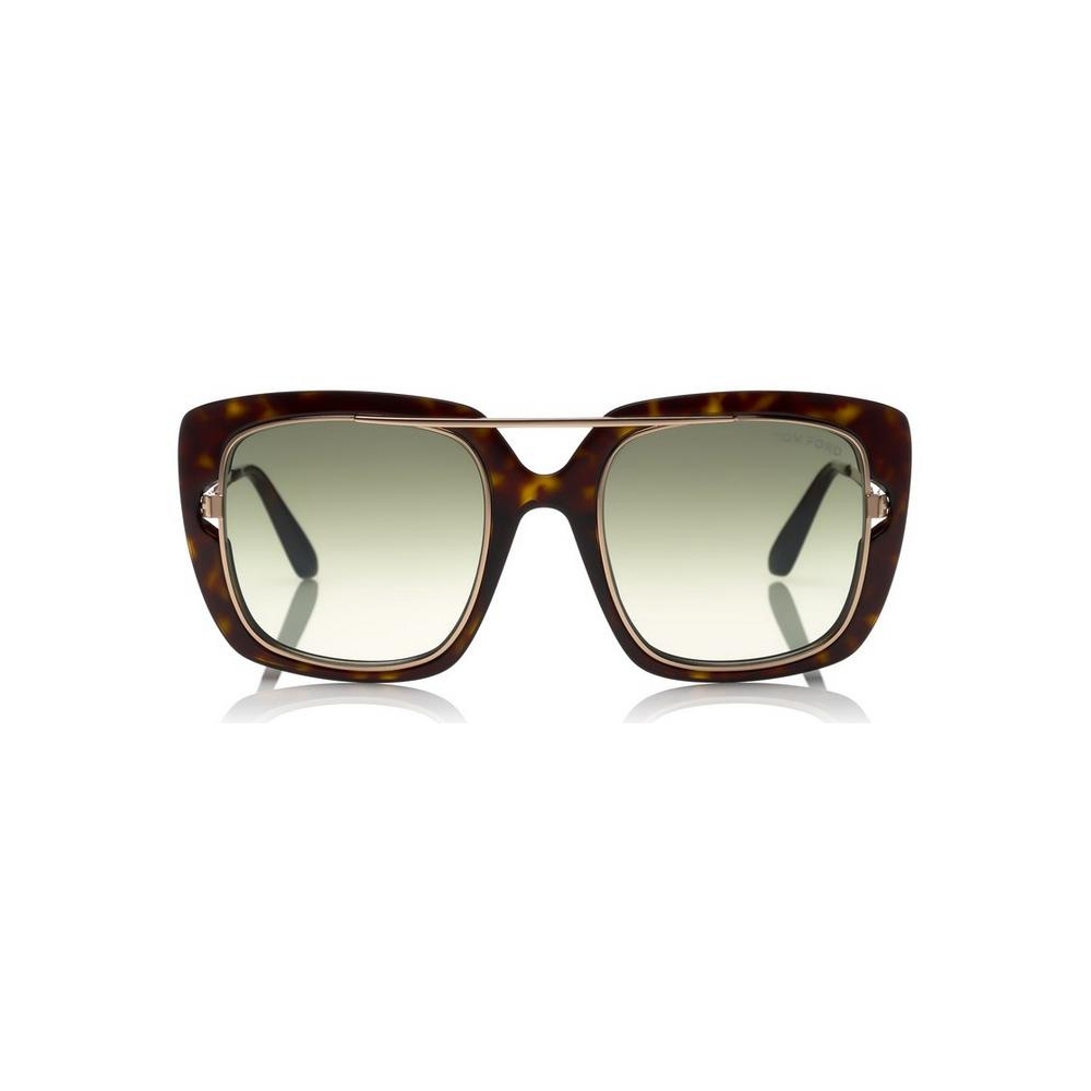 Tom Ford - Marissa Sunglasses - Square Acetate and Metal Sunglasses -  Havana - FT0619 - Sunglasses - Tom Ford Eyewear - Avvenice