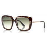 Tom Ford - Marissa Sunglasses - Occhiali Quadrati in Acetato e Metallo - Havana - FT0619 - Occhiali da Sole - Tom Ford Eyewear