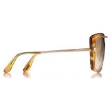 Tom Ford - Marissa Sunglasses - Occhiali Quadrati in Acetato e Metallo - Miele - FT0619 - Occhiali da Sole - Tom Ford Eyewear
