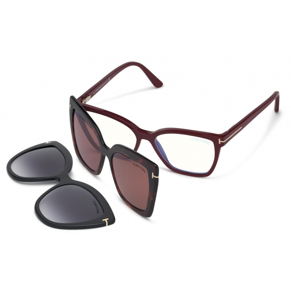 Tom Ford - Double Clip On Optical Glasses - Occhiali a Farfalla - Rosso - FT5641-B - Occhiali da Vista - Tom Ford Eyewear