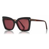 Tom Ford - Double Clip On Optical Glasses - Occhiali a Farfalla - Avana Rossa - FT5641-B - Occhiali da Vista - Tom Ford Eyewear