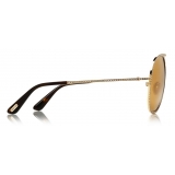 Tom Ford - Antibes Sunglasses - Occhiali Pilot in Metallo - Oro Rosa Marroni - FT0728 - Occhiali da Sole - Tom Ford Eyewear