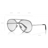 Tom Ford - Antibes Sunglasses - Occhiali da Sole Pilot in Metallo - Oro Bianco - FT0728 - Occhiali da Sole - Tom Ford Eyewear