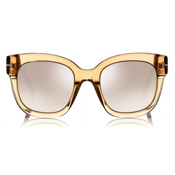 Tom Ford - Beatrix Sunglasses - Occhiali da Sole Quadrati in Acetato - Champagne - FT0613 - Occhiali da Sole - Tom Ford Eyewear