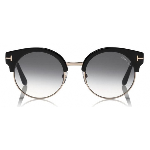 Tom Ford - Alissa Sunglasses - Occhiali Rotondi in Acetato e Metallo - Nero - FT0608 - Occhiali da Sole - Tom Ford Eyewear