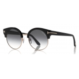 Tom Ford - Alissa Sunglasses - Occhiali Rotondi in Acetato e Metallo - Nero - FT0608 - Occhiali da Sole - Tom Ford Eyewear