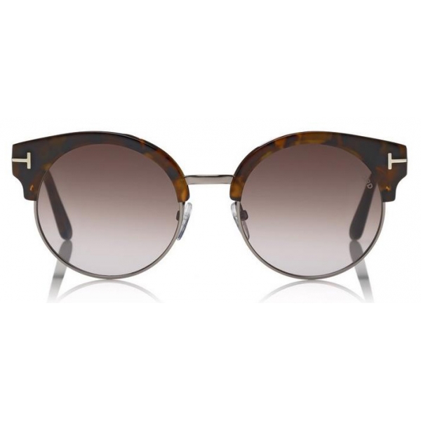 Tom Ford - Alissa Sunglasses - Occhiali Rotondi in Acetato e Metallo - Havana - FT0608 - Occhiali da Sole - Tom Ford Eyewear