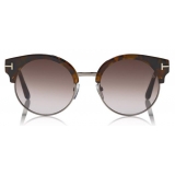 Tom Ford - Alissa Sunglasses - Occhiali Rotondi in Acetato e Metallo - Havana - FT0608 - Occhiali da Sole - Tom Ford Eyewear