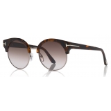 Tom Ford - Alissa Sunglasses - Occhiali Rotondi in Acetato e Metallo - Havana - FT0608 - Occhiali da Sole - Tom Ford Eyewear