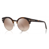 Tom Ford - Alissa Sunglasses - Occhiali Rotondi in Metallo - Havana Marroni - FT0608 - Occhiali da Sole - Tom Ford Eyewear