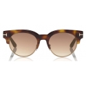 Tom Ford - Henri Sunglasses - Occhiali da Sole Rotondi in Metallo - Avana Bionda - FT0598 - Occhiali da Sole - Tom Ford Eyewear