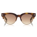 Tom Ford - Henri Sunglasses - Round Metal and Acetate Sunglasses - Blonde Havana - FT0598 - Sunglasses - Tom Ford Eyewear