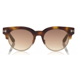 Tom Ford - Henri Sunglasses - Occhiali da Sole Rotondi in Metallo - Avana Bionda - FT0598 - Occhiali da Sole - Tom Ford Eyewear