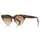 Tom Ford - Henri Sunglasses - Occhiali da Sole Rotondi in Metallo - Avana Bionda - FT0598 - Occhiali da Sole - Tom Ford Eyewear