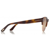 Tom Ford - Henri Sunglasses - Occhiali da Sole Rotondi in Metallo - Avana Bionda - FT0598 - Occhiali da Sole - Tom Ford Eyewear