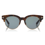 Tom Ford - Henri Sunglasses - Occhiali da Sole Rotondi in Metallo - Havana - FT0598 - Occhiali da Sole - Tom Ford Eyewear