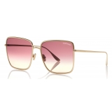 Tom Ford - Heather Sunglasses - Occhiali da Sole Quadrati in Metallo - Rosa - FT0739 - Occhiali da Sole - Tom Ford Eyewear