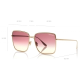 Tom Ford - Heather Sunglasses - Occhiali da Sole Quadrati in Metallo - Rosa - FT0739 - Occhiali da Sole - Tom Ford Eyewear