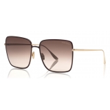 Tom Ford - Heather Sunglasses - Occhiali da Sole Quadrati in Metallo - Rosso - FT0739 - Occhiali da Sole - Tom Ford Eyewear