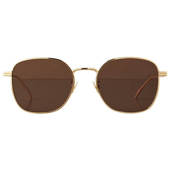 Bottega Veneta - Metal Square Sunglasses - Gold Brown - Sunglasses - Bottega Veneta Eyewear