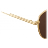 Bottega Veneta - Occhiali da Sole Squadrata in Metallo - Oro Marrone - Occhiali da Sole - Bottega Veneta Eyewear